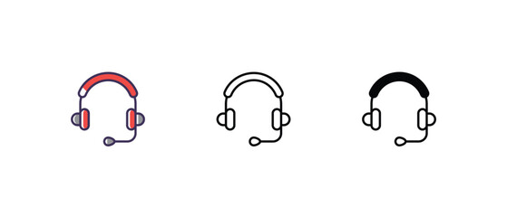 Headphones Icons thin line and glyph vector icon stock illustration