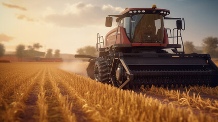 Fototapeta premium combine harvester on field