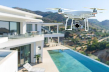 Fototapeta premium High-tech security drone hovering over a large estate 
