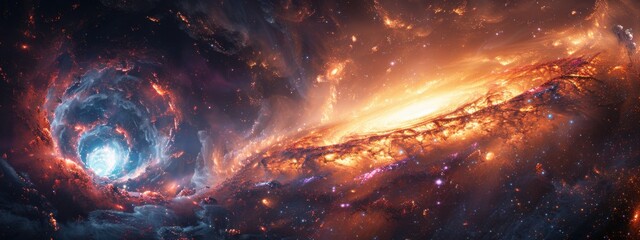 Space Art: A more stylized approach with vibrant colors and dramatic lighting to emphasize the mystery and power of the black hole.