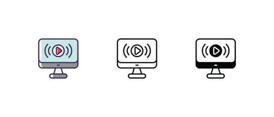 Streaming Icons thin line and glyph vector icon stock illustration