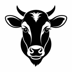 cow head silhouette vector art illustration