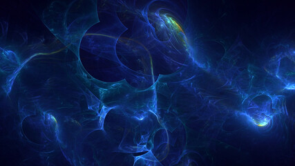 3D manual rendering abstract blue fractal light background. Its not AI Generatd illustration.