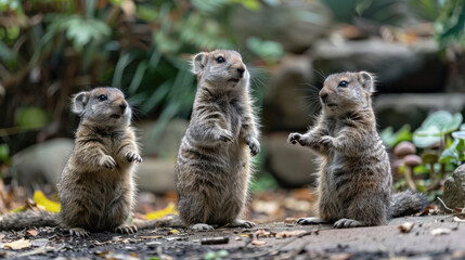 Fototapeta premium Curious Meerkats Observing: African Wildlife in Focus