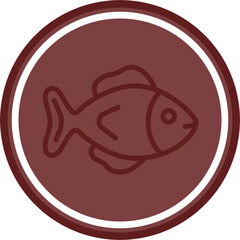 Fish Vector Line Double Circle Maroon