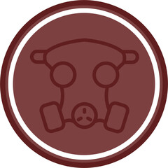 Gas Mask Vector Line Double Circle Maroon