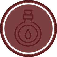 Water Flask Vector Line Double Circle Maroon