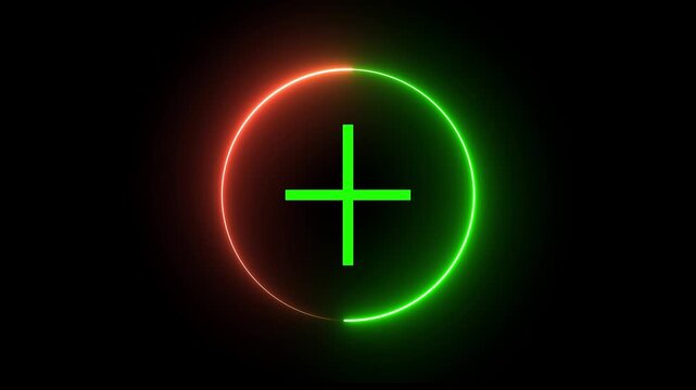 Abstract plus icon animation on black background..