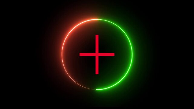 Abstract plus icon animation on black background..