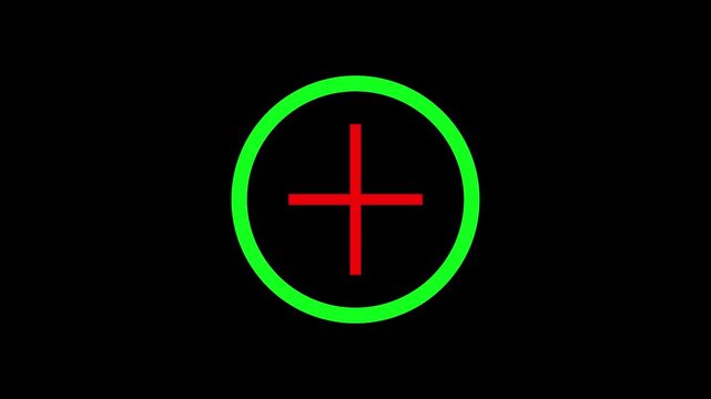 Abstract plus icon animation on black background..