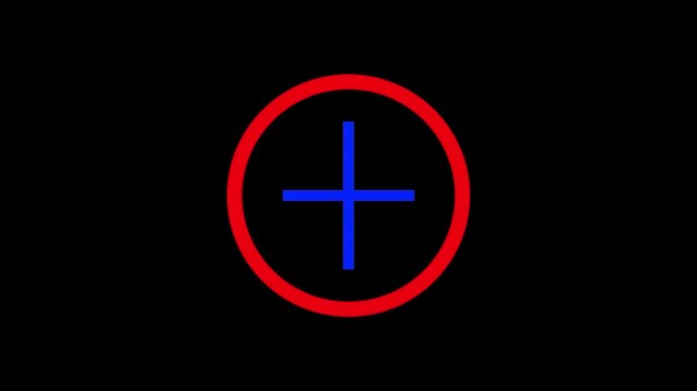 Abstract plus icon animation on black background..