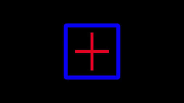 Abstract plus icon animation on black background..