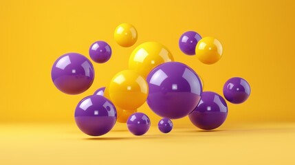 Fototapeta premium Experience the wonders of interstellar travel with vibrant yellow and purple abstract shapes, all in a stunning 3D render.