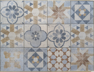 Floral mosaic portuguese ancient pattern azulejo design decor floor square background