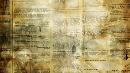 Old vintage newspaper brown grunge newsprint texture background,generative ai