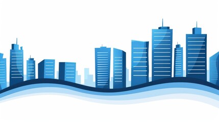 Obraz premium Discover a vibrant modern city illustration showcasing iconic skyscrapers and bustling business life against a clean white backdrop. Perfect for representing success