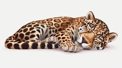 Stunning jaguar on a clean background, showcasing its beautiful spots and sleek form, perfect for various designs.