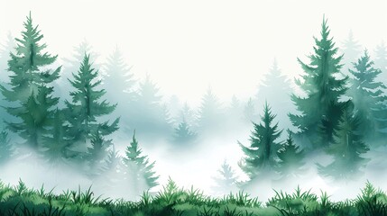 Obraz premium A serene watercolor of a lush forest scene, showcasing delicate foliage and vibrant hues, perfect for nature lovers.
