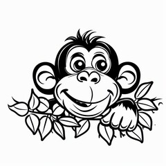 Obraz premium A cheerful monkey cartoon that inspires joy, perfect for sparking creativity in kids coloring projects.