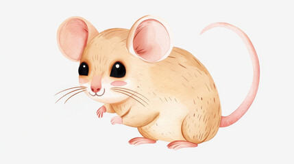 Obraz premium Delight in the charm of this watercolor mouse, bringing joy and prosperity to your Lunar New Year festivities