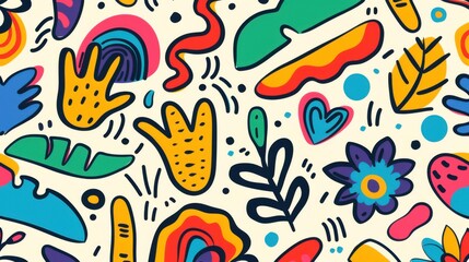 Dive into a vibrant collection of handdrawn abstract patterns, perfect for trendy designs and modern cartoon aesthetics.