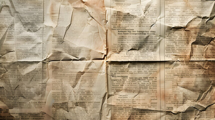 Old vintage newspaper brown grunge newsprint texture background,generative ai