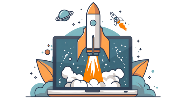 Computer Rocket Launch Transparent Background