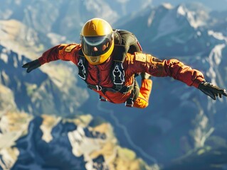 Man flying through air with helmet