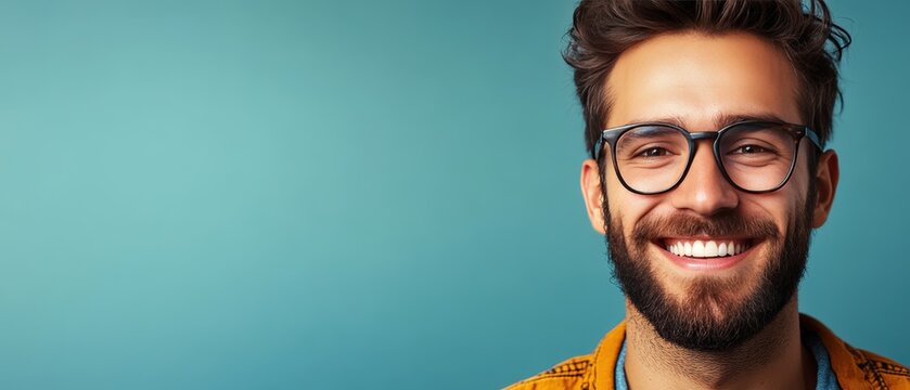 Man beaming while consumers praise his web design services, capturing professional fulfillment and client approval.