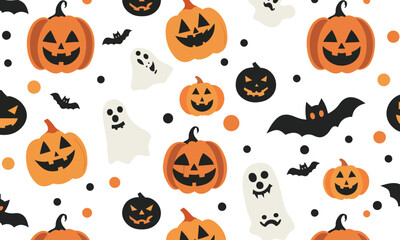 halloween seamless pattern vector on white background.