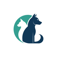 Optical Illusion Pets Logo, Puppy and kitten symbol