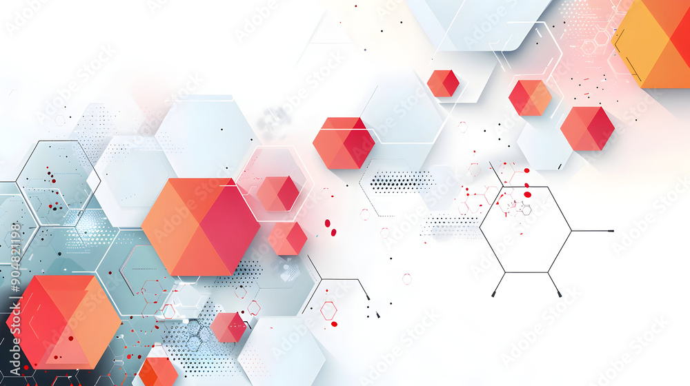 Fototapete abstract white colorful hexagon concept crafted for technology and science background, generative ai
