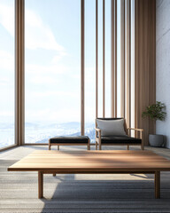 Fototapeta premium Luxury property interiors with wall panels and minimal furniture. Residential Real Estate minimalist composition.