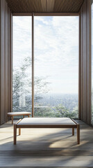 Fototapeta premium Luxury property interiors with wall panels and minimal furniture. Residential Real Estate minimalist composition.