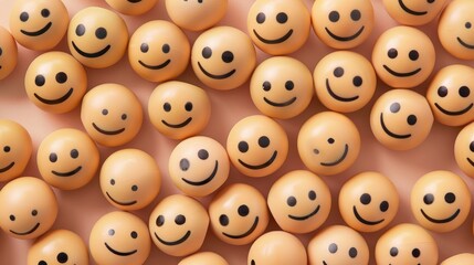 Obraz premium Smiling Yellow Balls on a Pink Background