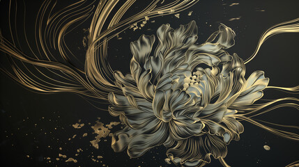elegant floral patterns with gold and silver accents on a dark background creating a luxurious and intricate design