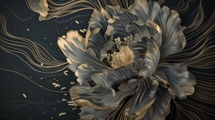 elegant floral patterns with gold and silver accents on a dark background creating a luxurious and intricate design
