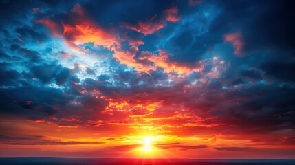 A beautiful sunset with a bright orange sun in the sky