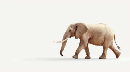 Obraz premium A stunning generative illustration features a lifelike adult male elephant, showcasing intricate details on a crisp white background.