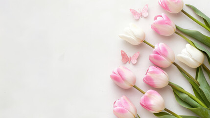 A charming frame adorned with peony flowers, tulips, and butterflies. Perfect for wedding invites and greeting cards.