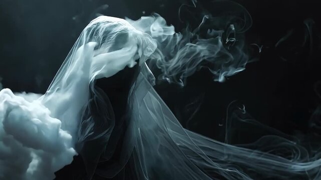 Ethereal figure shrouded in mist veiled in mystery