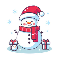 Christmas snowman flat vector. Snowman cartoon