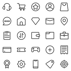 Collection of Basic Ecommerce Related Vector Line Icons. Contains Icons like Game Pad, Shopping Bag, Customer Service, Suitcase and more. Editable stroke. 48x48 pixels