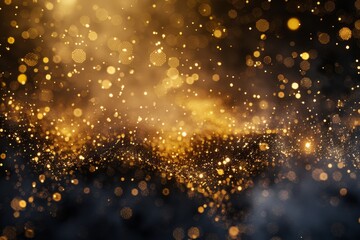 Fine golden particles creating a shimmering bokeh effect in the background, Fine, golden particles