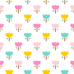 Seamless Pattern with Flower Design on White Background