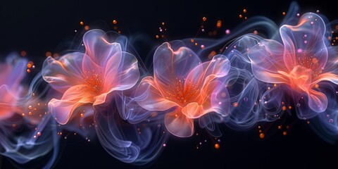 Obraz premium Enchanting Floral Blaze A Captivating Display of Ethereal Beauty in Constant Motion