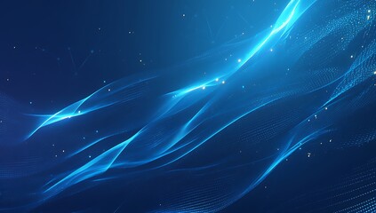 Obraz premium Abstract blue glowing wave background.