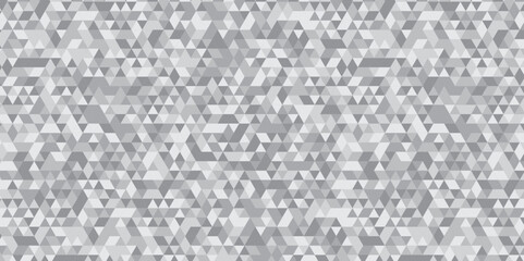 Abstract geometric black and gray background seamless mosaic and low polygon triangle texture wallpaper. Triangle shape retro wall grid pattern geometric ornament tile vector square element.