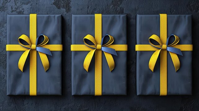 Modern store display of wrapped gifts, elegant design with empty space for branding