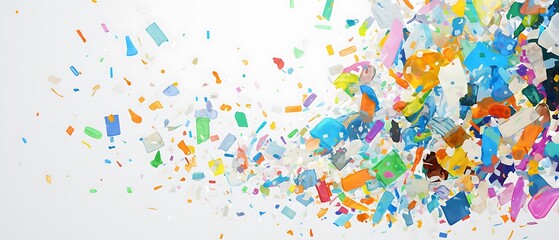 Fototapeta premium Abstract colorful confetti explosion on white background.
